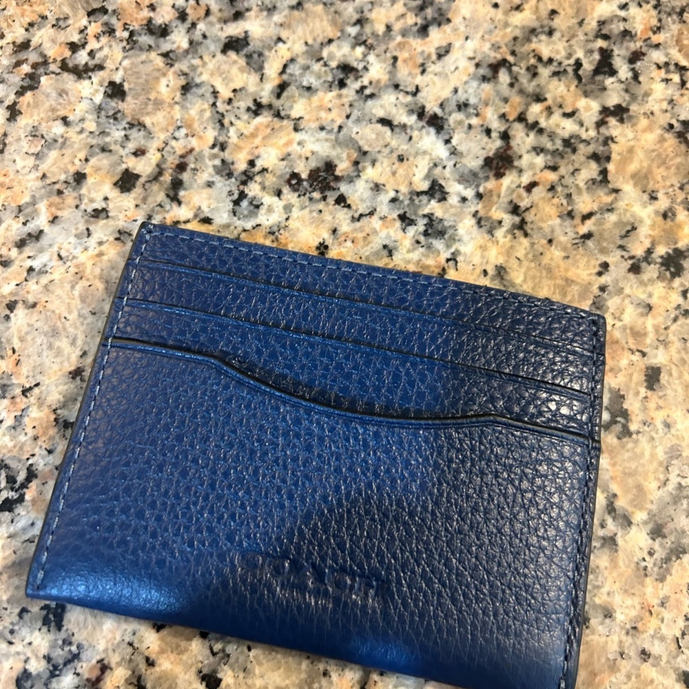 Blue Leather Coach Card Holder NWT